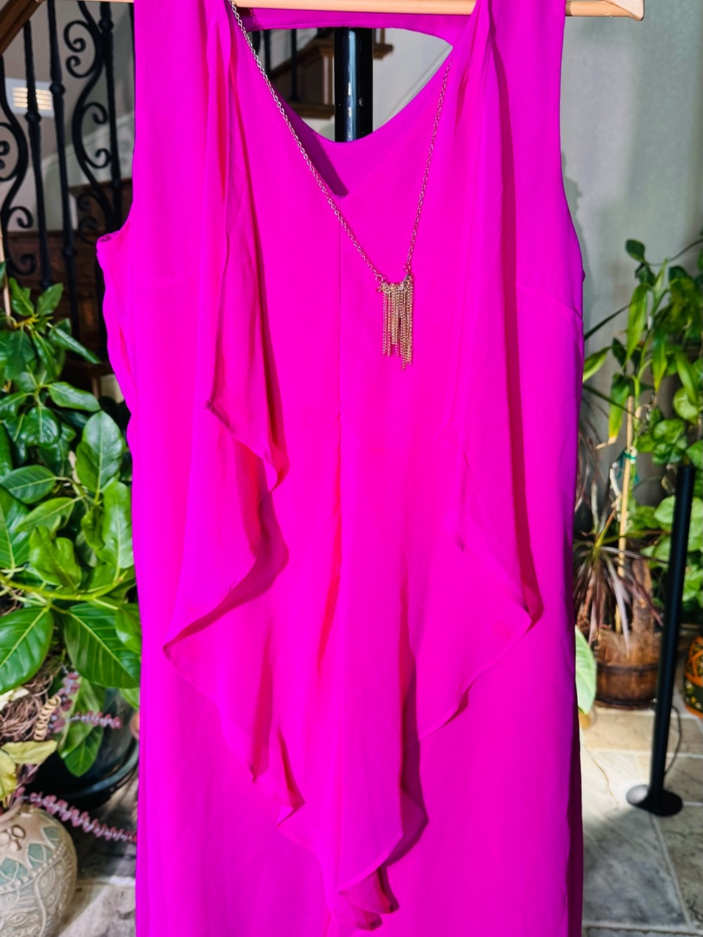 INC International Concepts Fuchsia Ruffle Tank Dress
